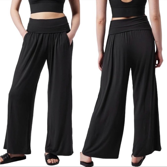 Athleta Pants & Jumpsuits Athleta Studio Wide Leg Black Lounge Yoga